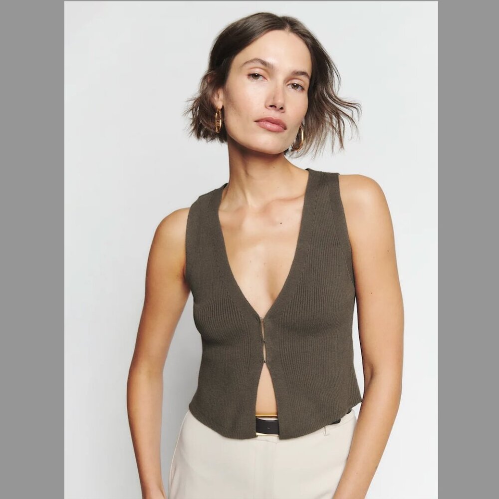 Reformation Myrtle Cotton Sweater Putty - Size XS